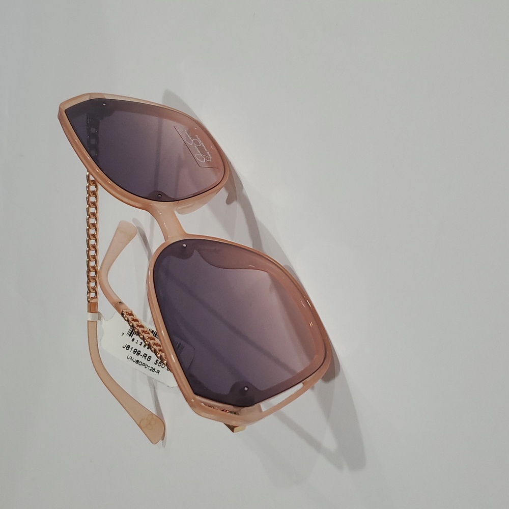 Jessica Simpson J6199 pink gold chainlink style metal arms oval sunglasses new